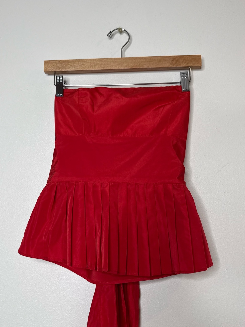 Zara Drop Waist Peplum Pleated Strapless Tube Top in bright red size small